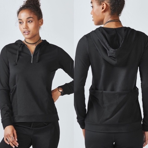 Fabletics Gigi Black Pullover Hoodie Quarter Zip XSmall - Picture 1 of 10